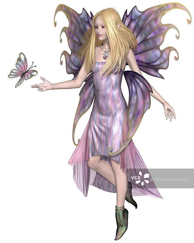 带蝴蝶的紫色仙女图片素材