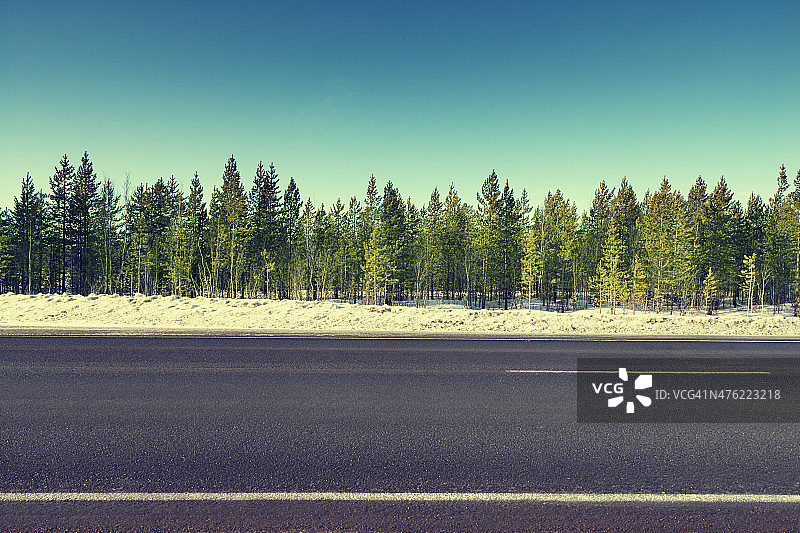 冬季森林公路图片素材