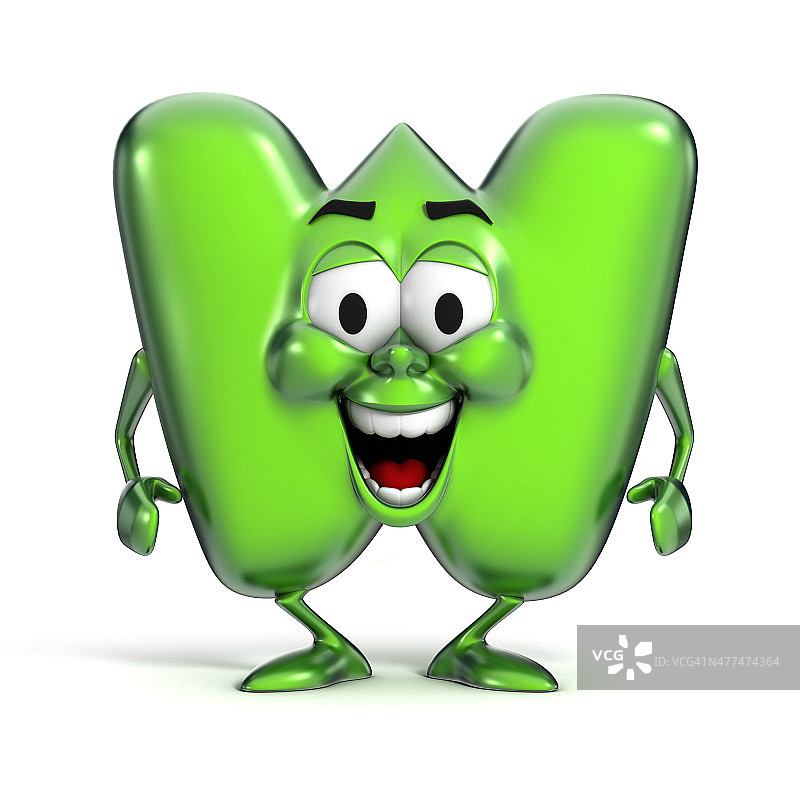 微笑卡通字体字母W图片素材