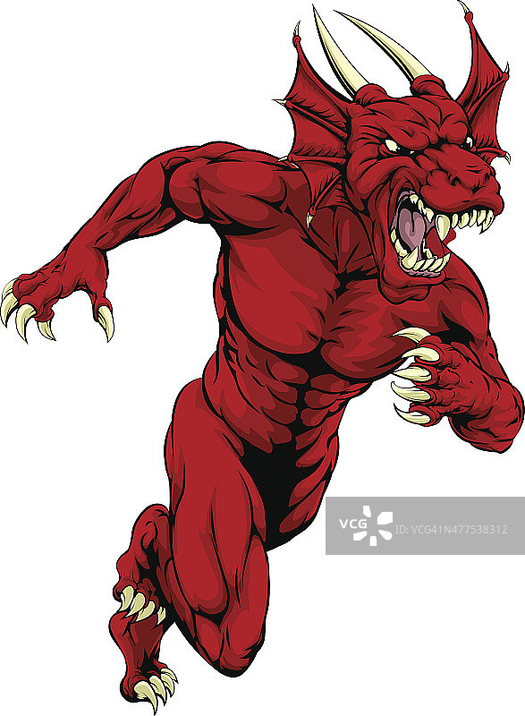 奔跑的红色龙吉祥物图片素材