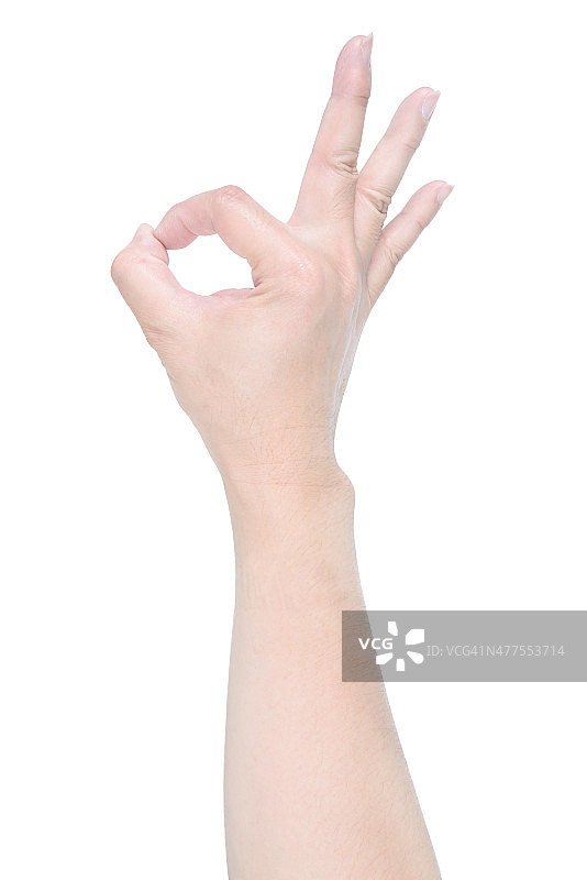 白色背景上的手部OK手势图片素材