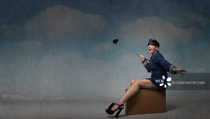 女服务员自拍图片素材