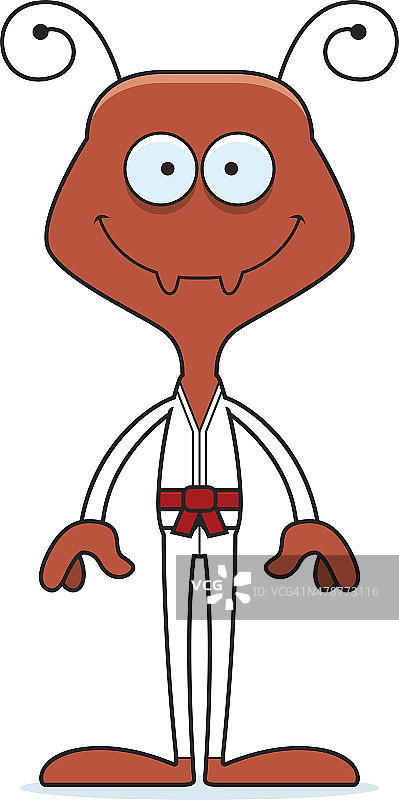 卡通微笑空手道蚂蚁图片素材