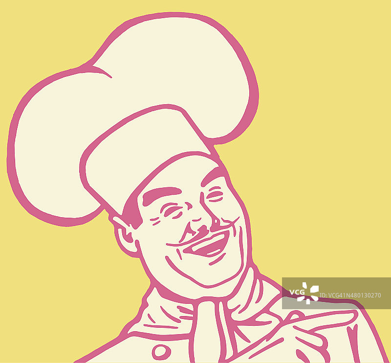 笑着指点的厨师图片素材