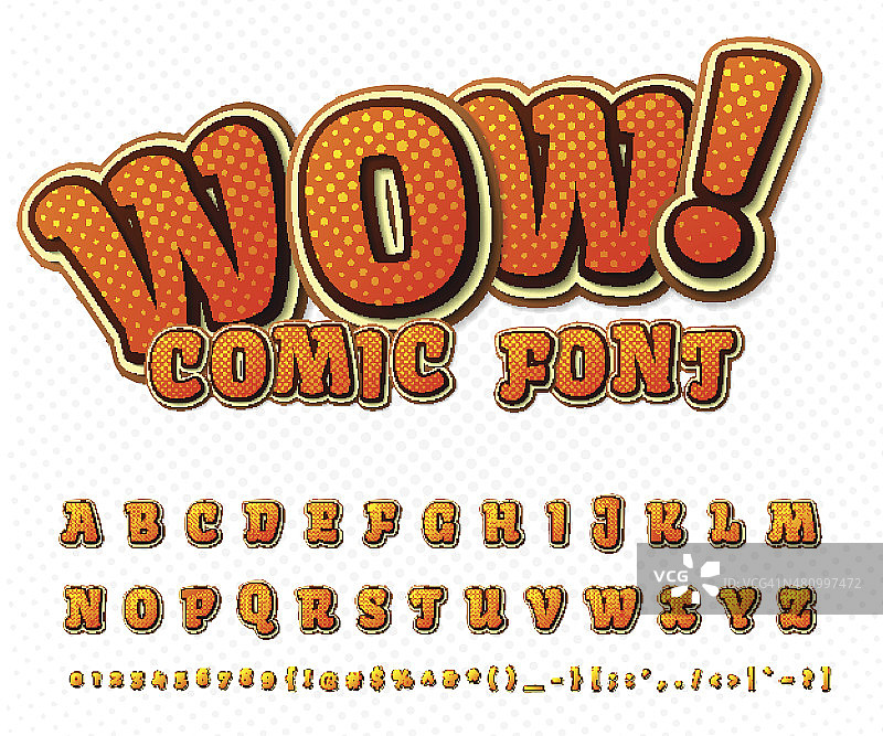 创意漫画字体：波普艺术风格矢量字母表图片素材