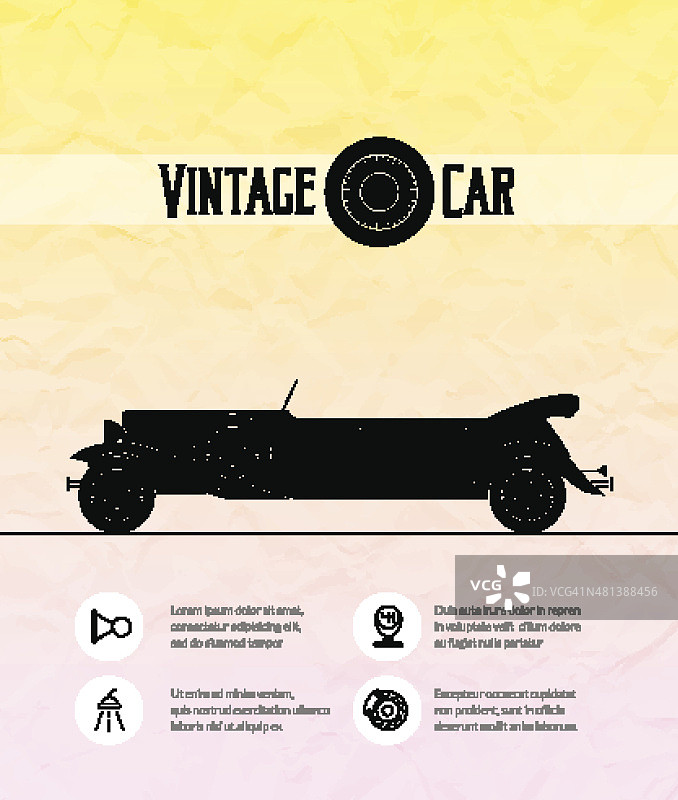 复古豪华敞篷车，经典轮廓风格图片素材