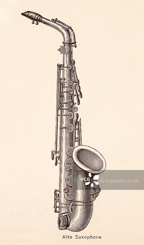 19世纪的萨克斯管乐器插图图片素材