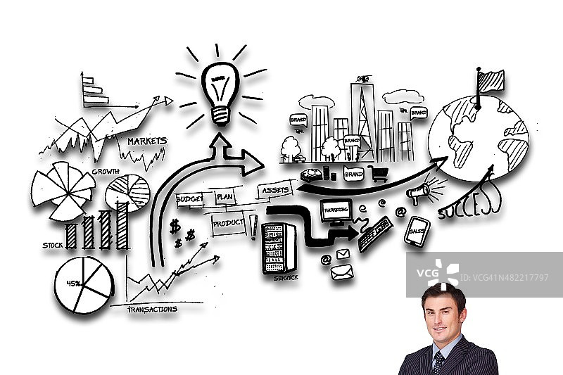 年轻商人对着镜头微笑图片素材