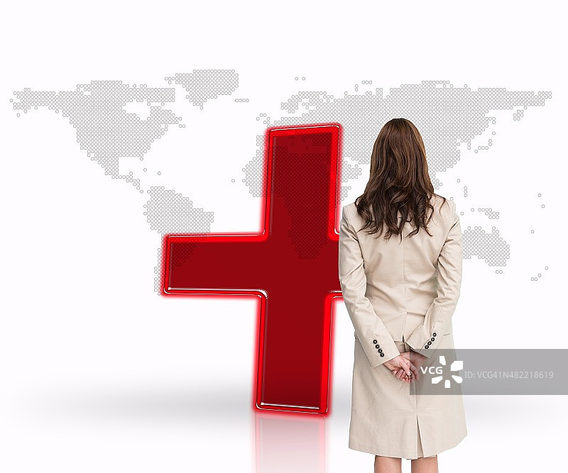 商务女性在背后交叉双手的背面视角图片素材