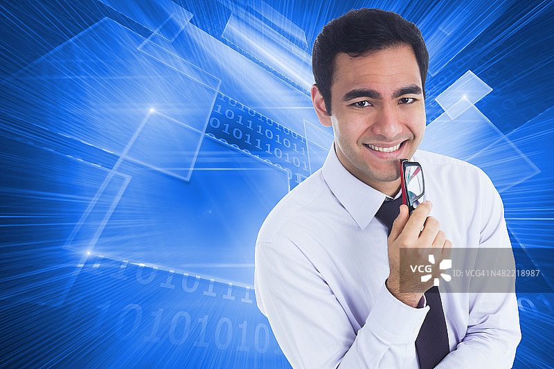 商务人士拿着眼镜的合成图像图片素材