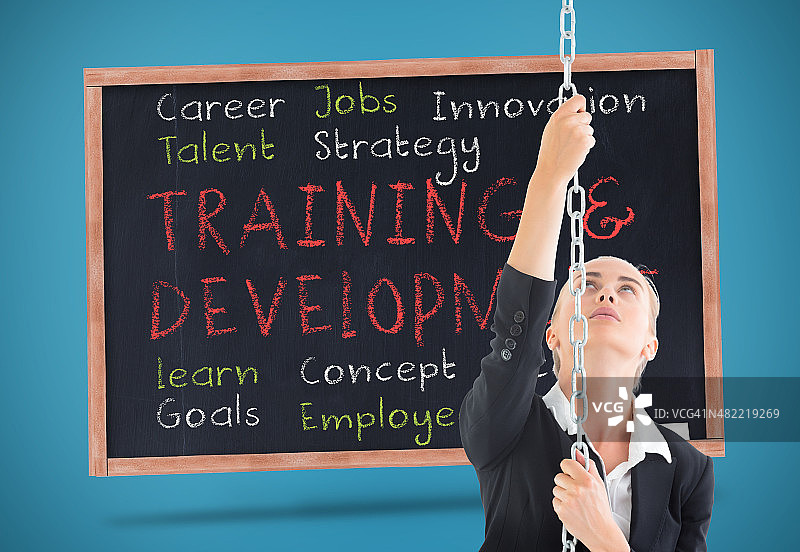 商务女性拉链合成图图片素材