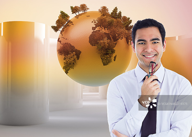 商务人士拿着眼镜的合成图像图片素材