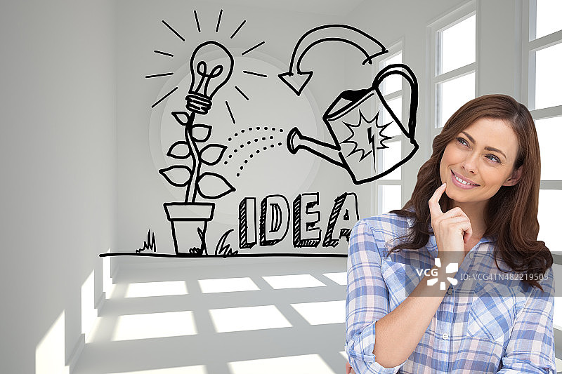 托腮的女人合成图像图片素材