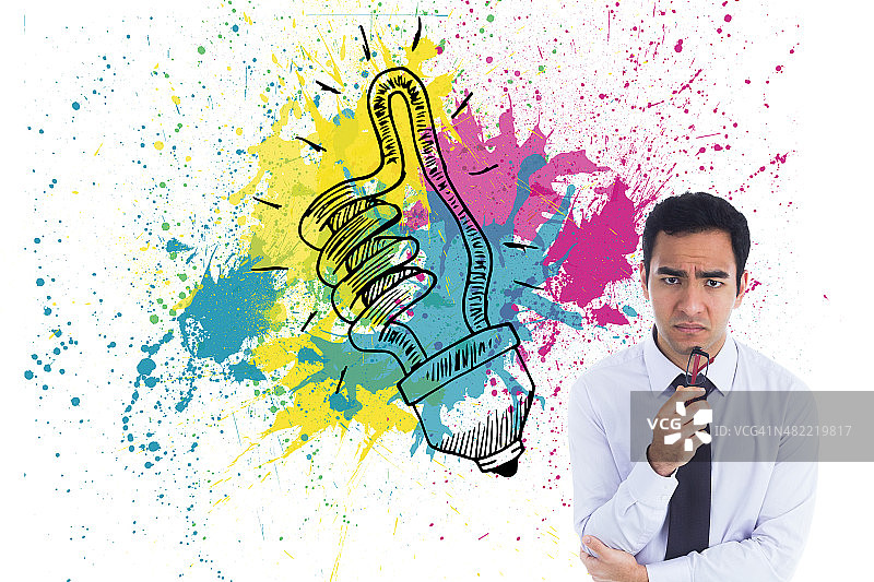 商务人士拿着眼镜的合成图像图片素材