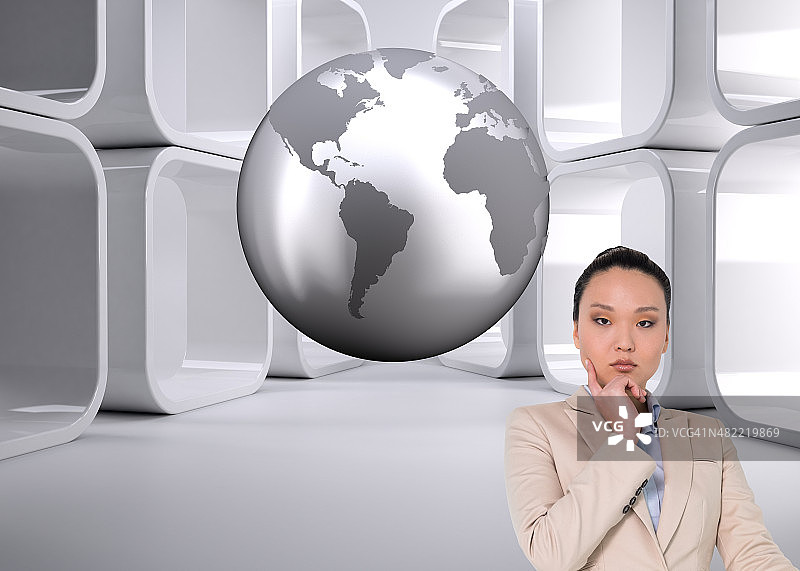 沉思的女商人合成图像图片素材