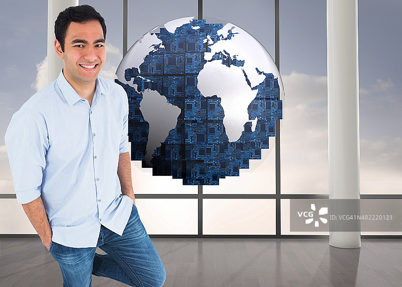 站立的微笑男人合成图像图片素材