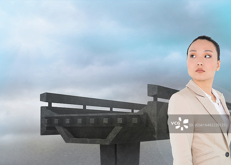 面无表情的商务女士合成图像图片素材