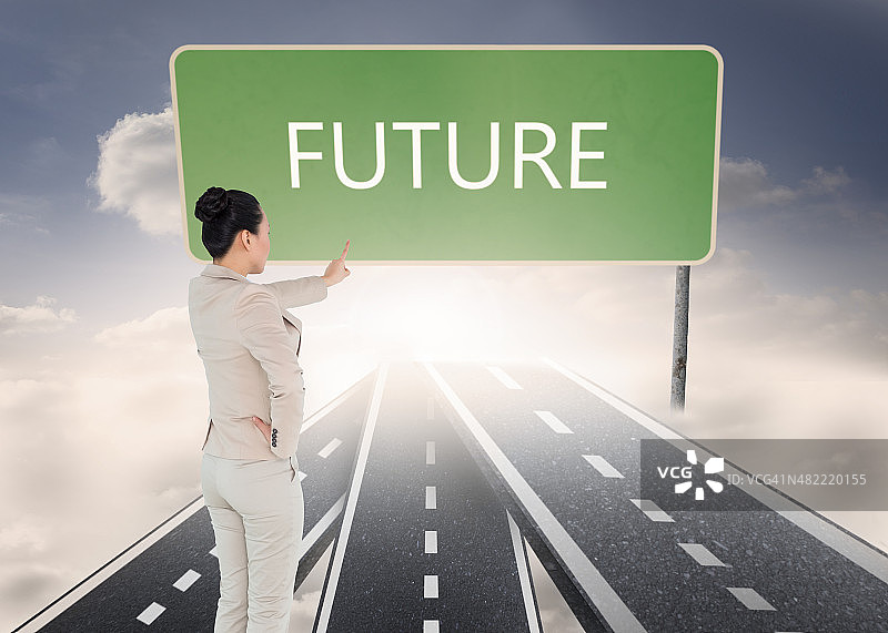 指向的商务女性合成图像图片素材