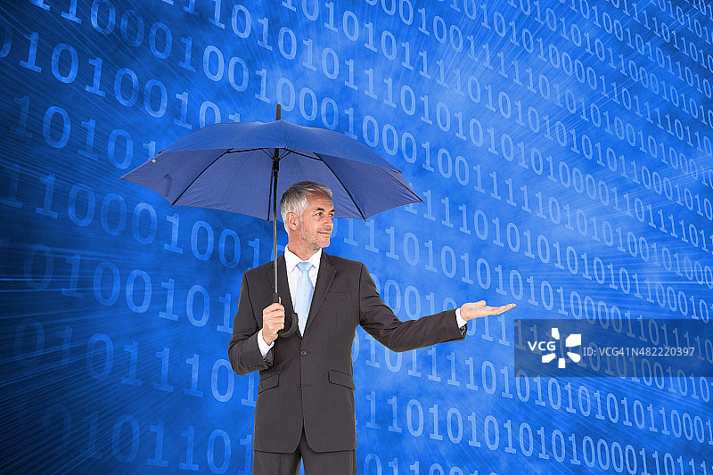 商人撑伞的合成图像图片素材