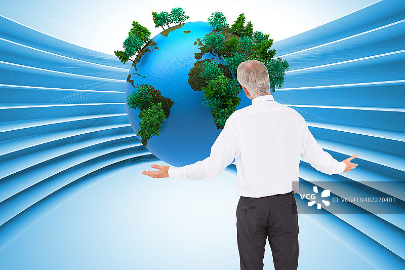 摆姿势的惊讶商人背影合成图图片素材