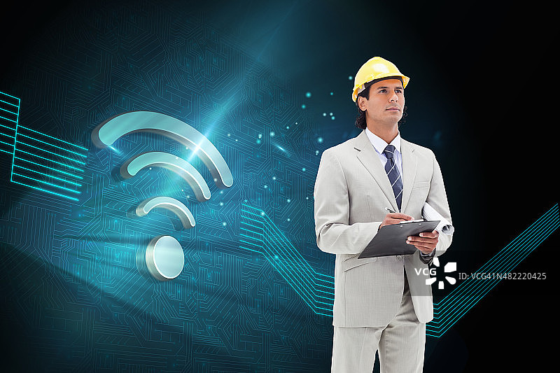 建筑师做笔记的合成图像图片素材