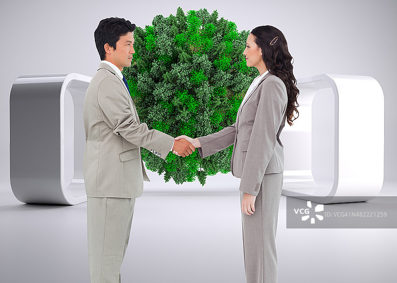 握手合作者侧面合成图图片素材