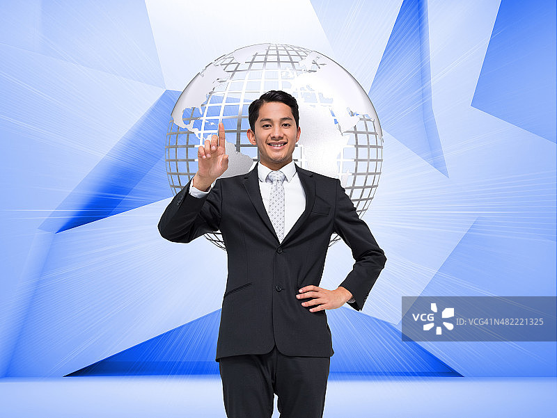 微笑的商人指向合成图像图片素材