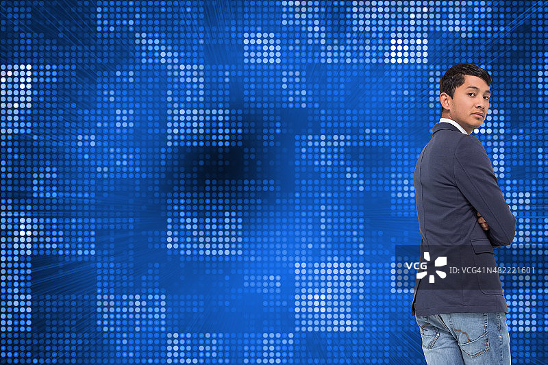 休闲商务男士双臂交叉合成图像图片素材