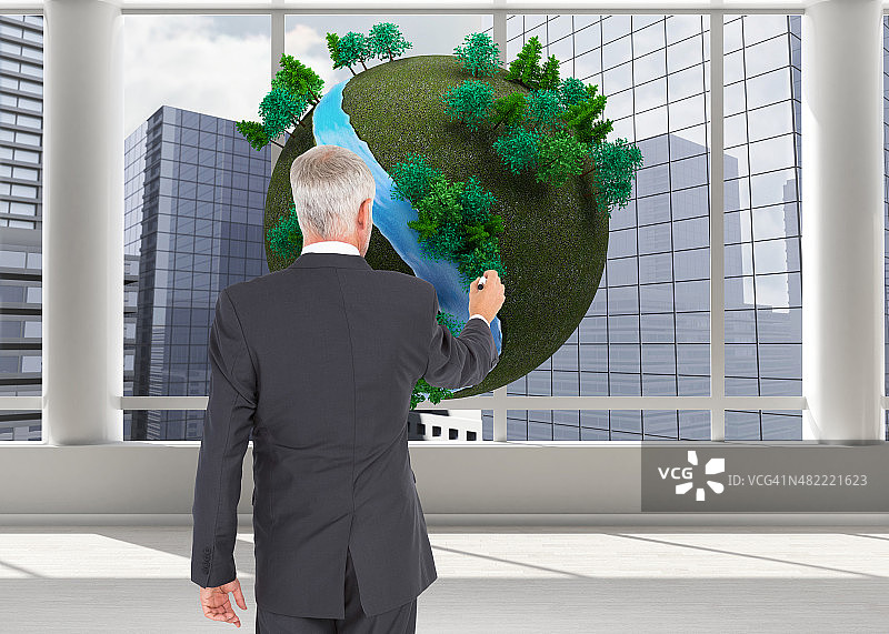 站立书写的商人合成图图片素材