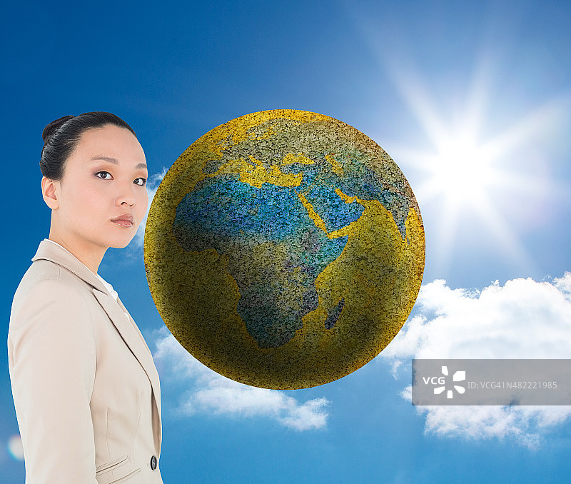 面无表情的商务女士合成图像图片素材