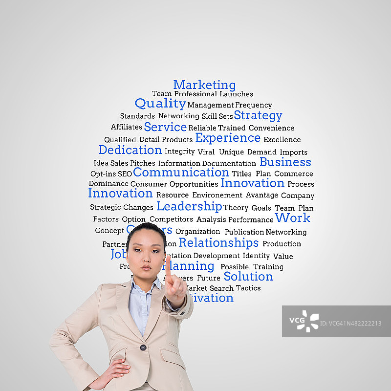 指点的面无表情的女商人合成图像图片素材