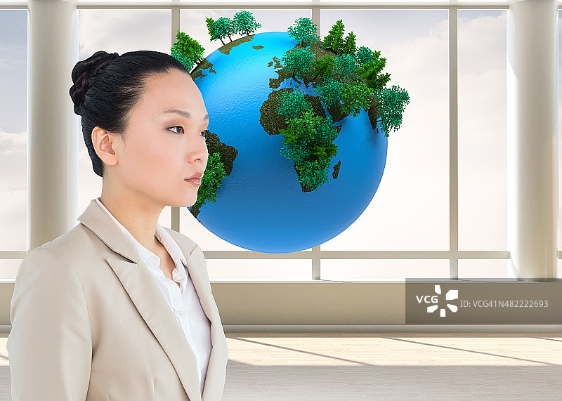 面无表情的商务女士合成图像图片素材