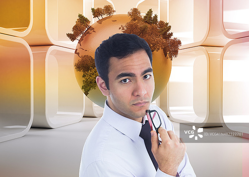 商务人士拿着眼镜的合成图像图片素材