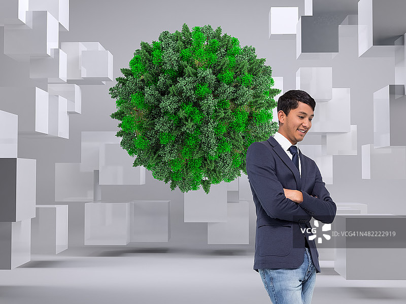 休闲商务男士双臂交叉合成图像图片素材