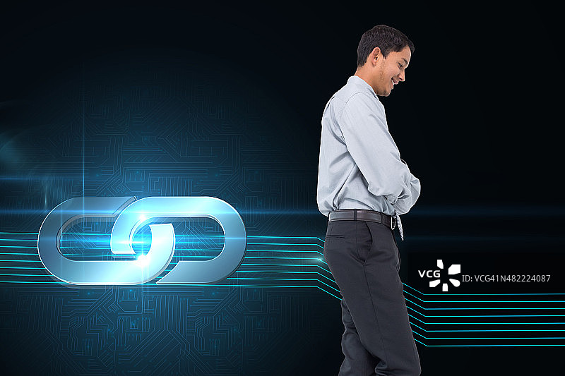 微笑的亚洲商人的合成图像图片素材