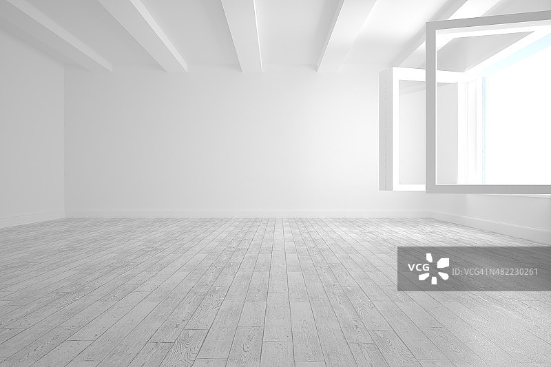 带有开放式窗户的白色房间图片素材