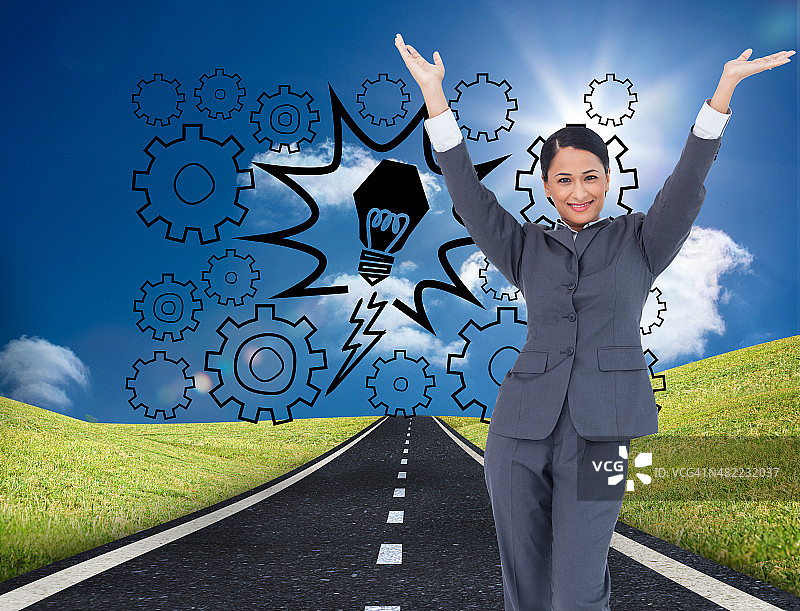 欢呼雀跃的女商人合成图像图片素材