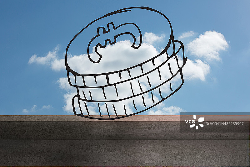 天空中的金币图片素材