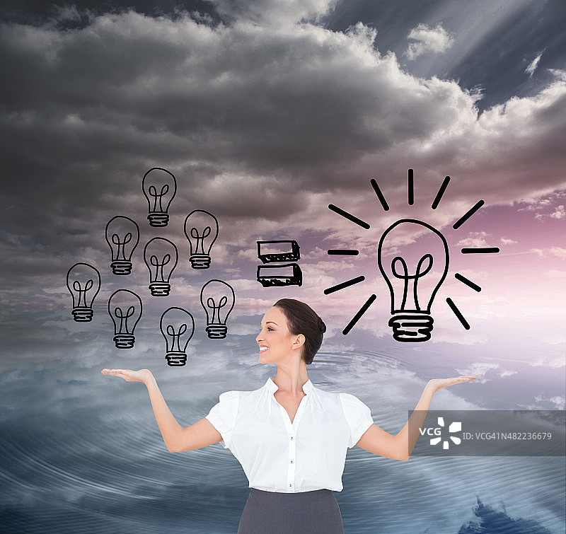 快乐优雅女商人摆姿势合成图像图片素材