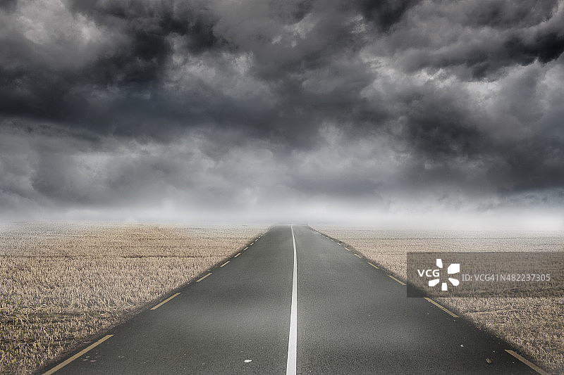 雾气弥漫的棕色街道景观图片素材