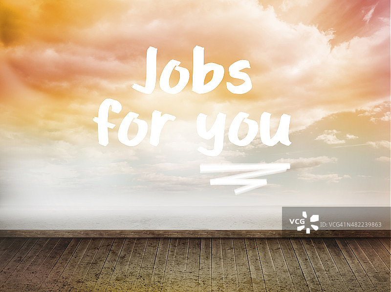 写在天空背景墙上的招聘信息图片素材