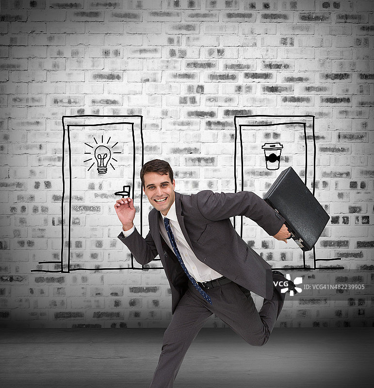 匆忙中快乐的商人合成图像图片素材