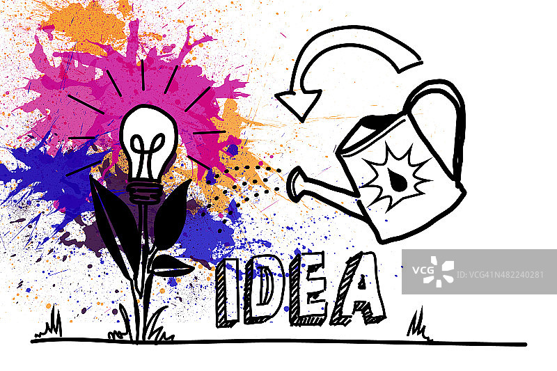 灯泡花和水壶，水花四溅图片素材