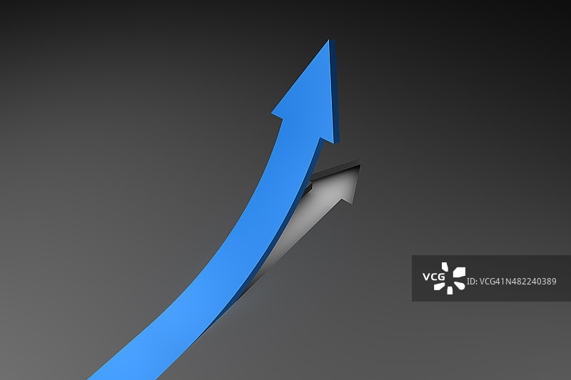 从表面指向上方的蓝色箭头图片素材