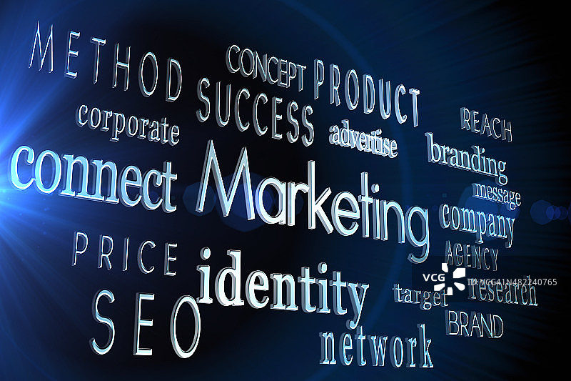 黑色背景上的营销词汇图片素材