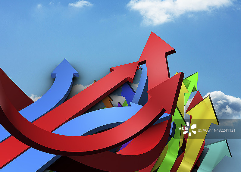 指向天空的箭头图片素材