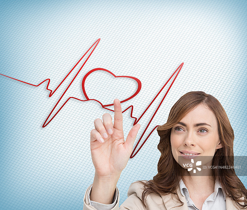 微笑女商人指点手势合成图像图片素材