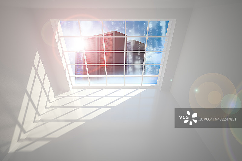 透过窗户看服务器图片素材