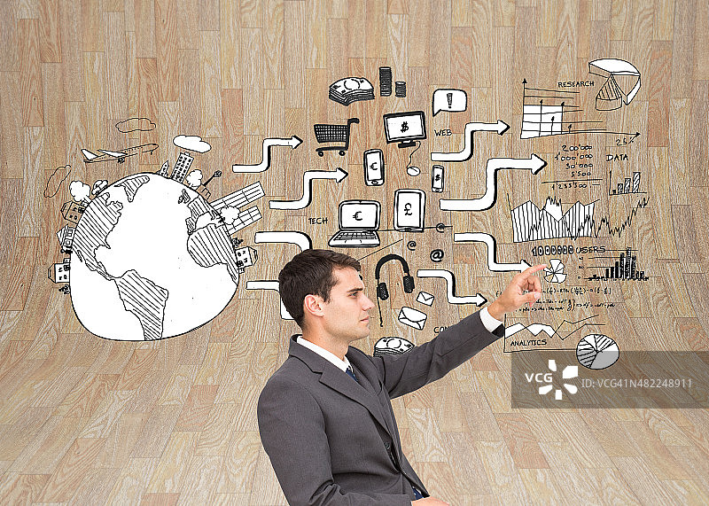 坐着并指点的商人合成图像图片素材