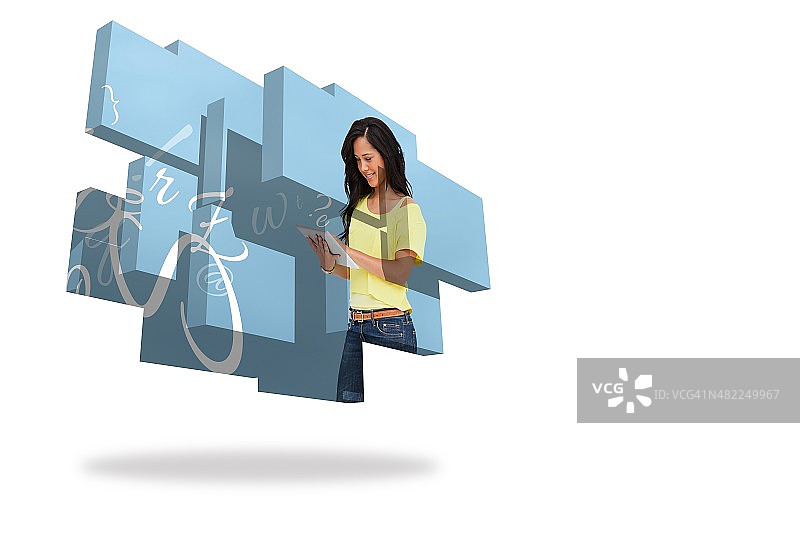 学生在抽象屏幕上使用平板电脑图片素材